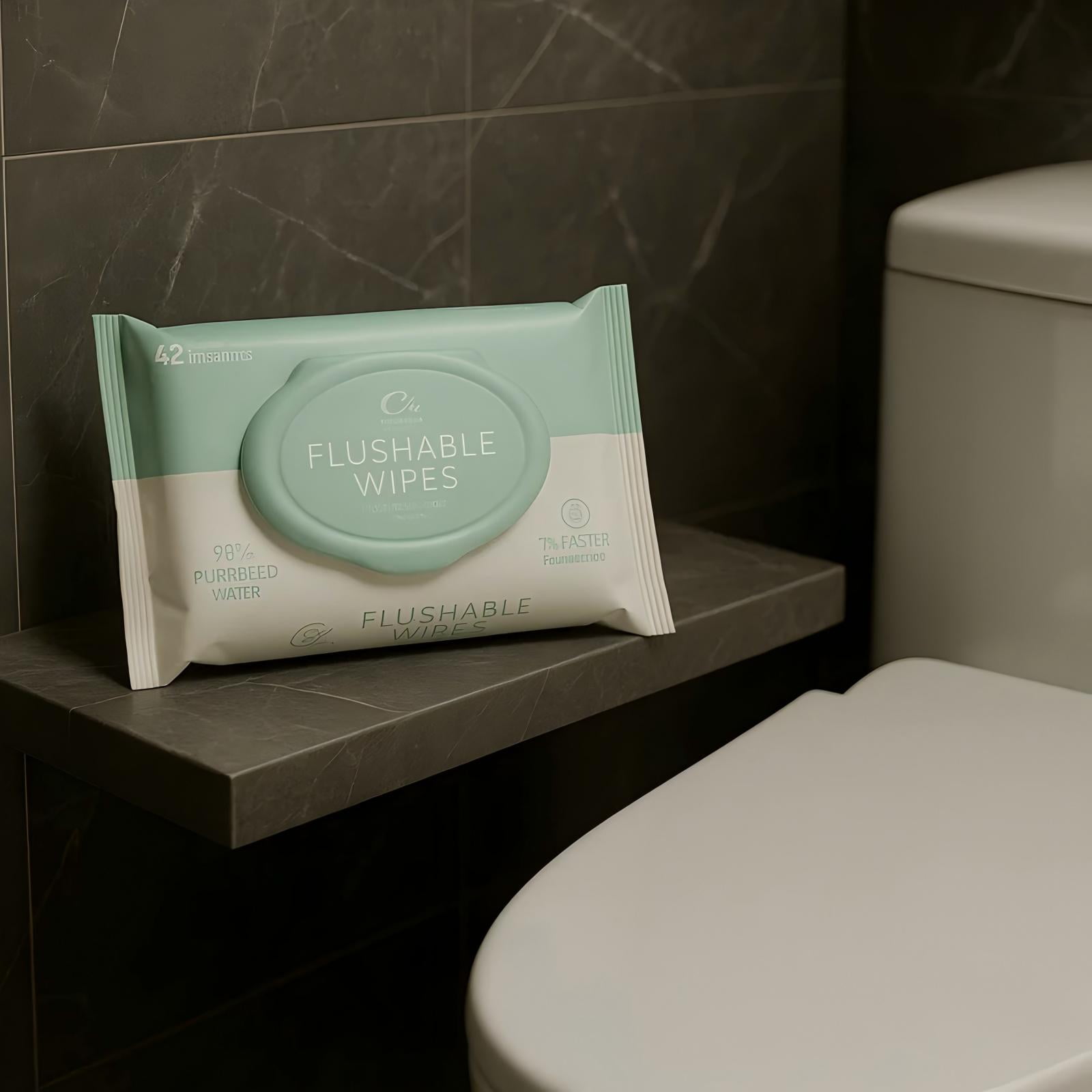 The Nice Bum Flushable Wet Wipes, Adult Wet Wipes with EDI Water, Travel Flushable Wipes, Bundle Wipes 42 ct * 12 packs