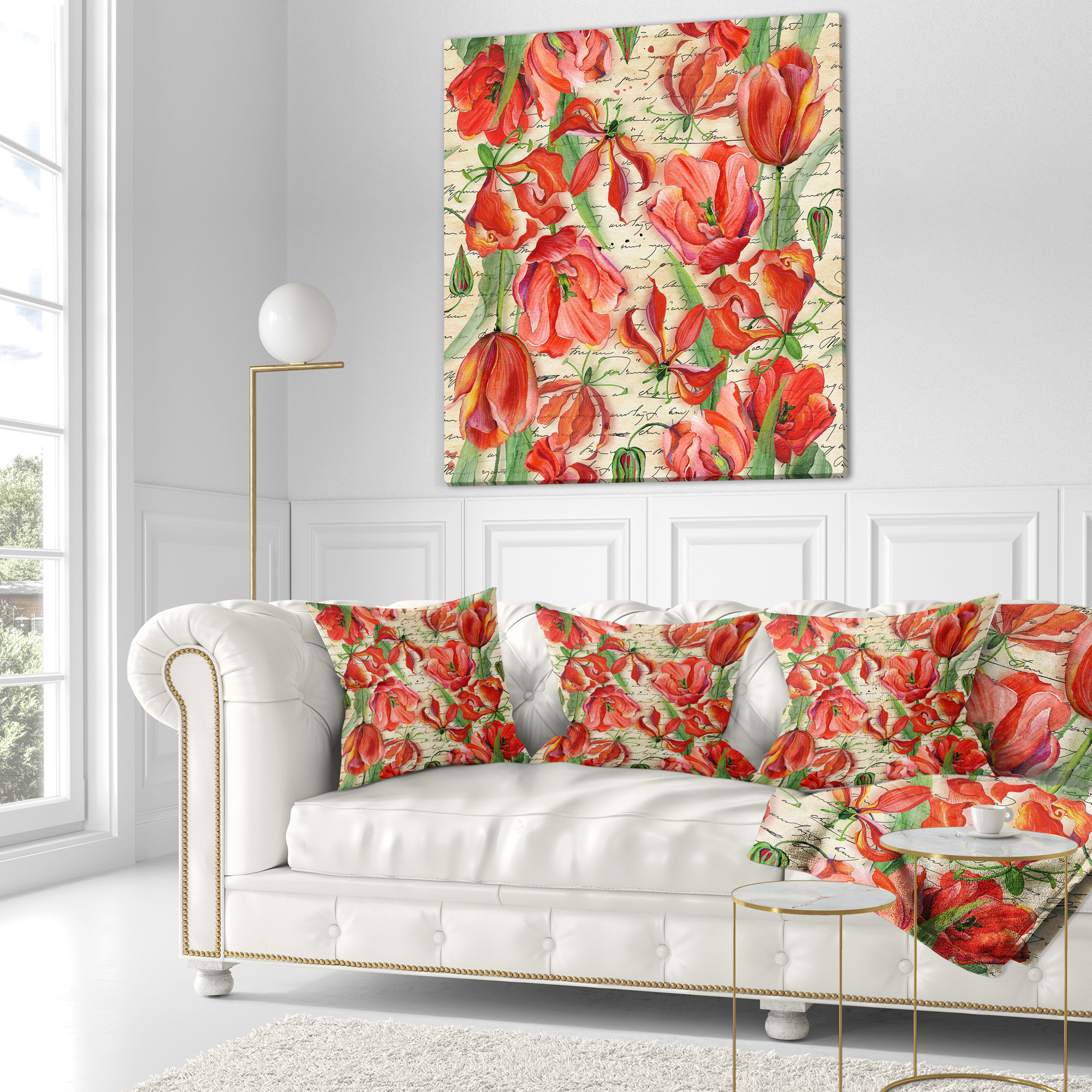 Designart 18" x 18" Red Polyester Throw Pillow