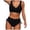 Black, variant on Women's Bikini Set Solid Color Strappy One Shoulder High Waist Sexy Two Piece Swimsuit for Beach Vacation,Black,L