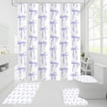 thumbnail image 2 of 4Pcs Cute Purple Bow Shower Curtain Sets with Rug, Toilet Lid Cover and Bath Mat, Aesthetic Bowknot Shower Curtains for Purple Bathroom Decor, Modern Minimalist White Waterproof Bathroom Set, 2 of 7