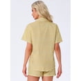 thumbnail image 4 of DARING DIVA 2 Pieces Plaid Pajama Short Sleeve Set Button Down Shirt XS Yellow, 4 of 6
