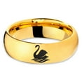 thumbnail image 2 of Tungsten Swan Bird Anatidae Cygnus Swimming Band Ring 7mm Men Women Comfort Fit 18k Yellow Gold Dome Polished, 2 of 4
