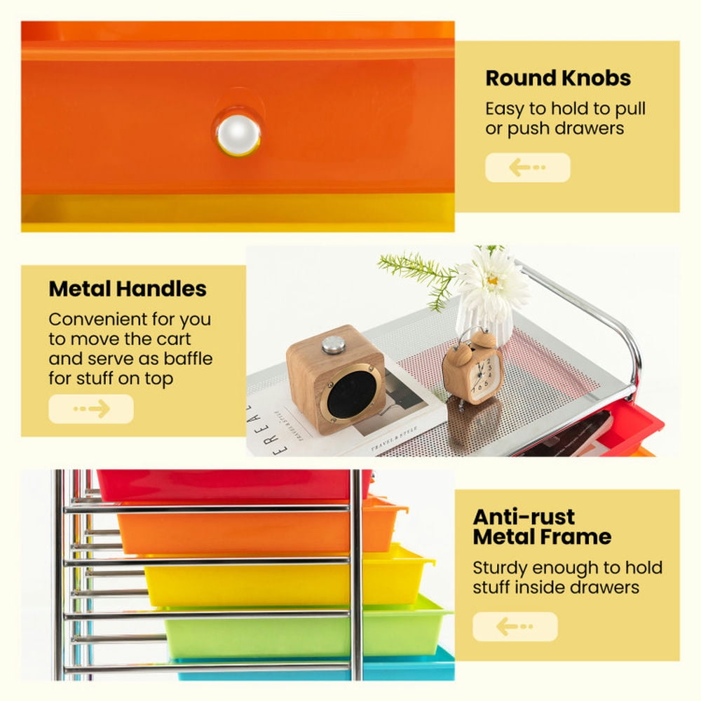 Demi Bonn 12 Drawers Rolling Cart Storage Scrapbook Paper Organizer Bins with 4 Universal Casters, Transparent Multicolor