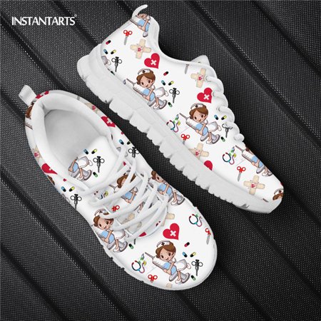 

Men Surgeon Flats Shoes Male Casual Air Mesh Shoes 3D Nurse Doctor Bear Print Lace Up Breathable Student Sneakers