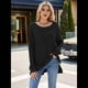 thumbnail image 4 of Suéter de Punto con Abertura Lateral Y2K para Mujer, Cuello Redondo, Larga, Blusa de Punto Liso con Abertura Lateral, Túnicas Negro M, 4 of 10