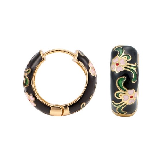 ZPAQI Bohemia Colorful Zircon Small Hoop Earrings Retro Geometric Eye Round Circle