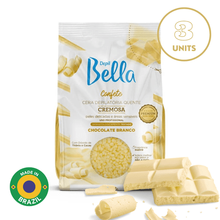 Depil Bella White Chocolate Creamy Confetti Depilatory Wax – Gentle Hair Removal for Sensitive Skin, 2.2 LBS