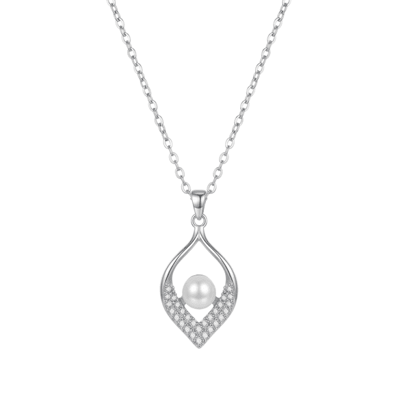 DA VELLARO - Elegant Teardrop Pearl Pendant Necklace for Women – Sparkling Crystal Accents, Timeless Gift Jewelry
