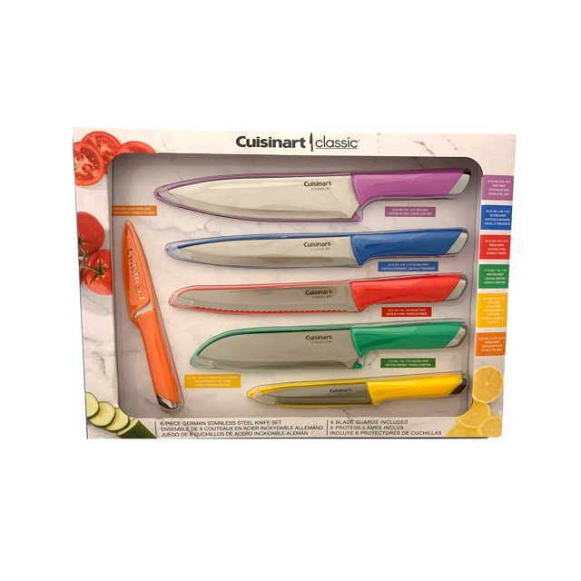 Cuisinart Classic German StainlessSteel Knife Set Colored Handles 6Pc