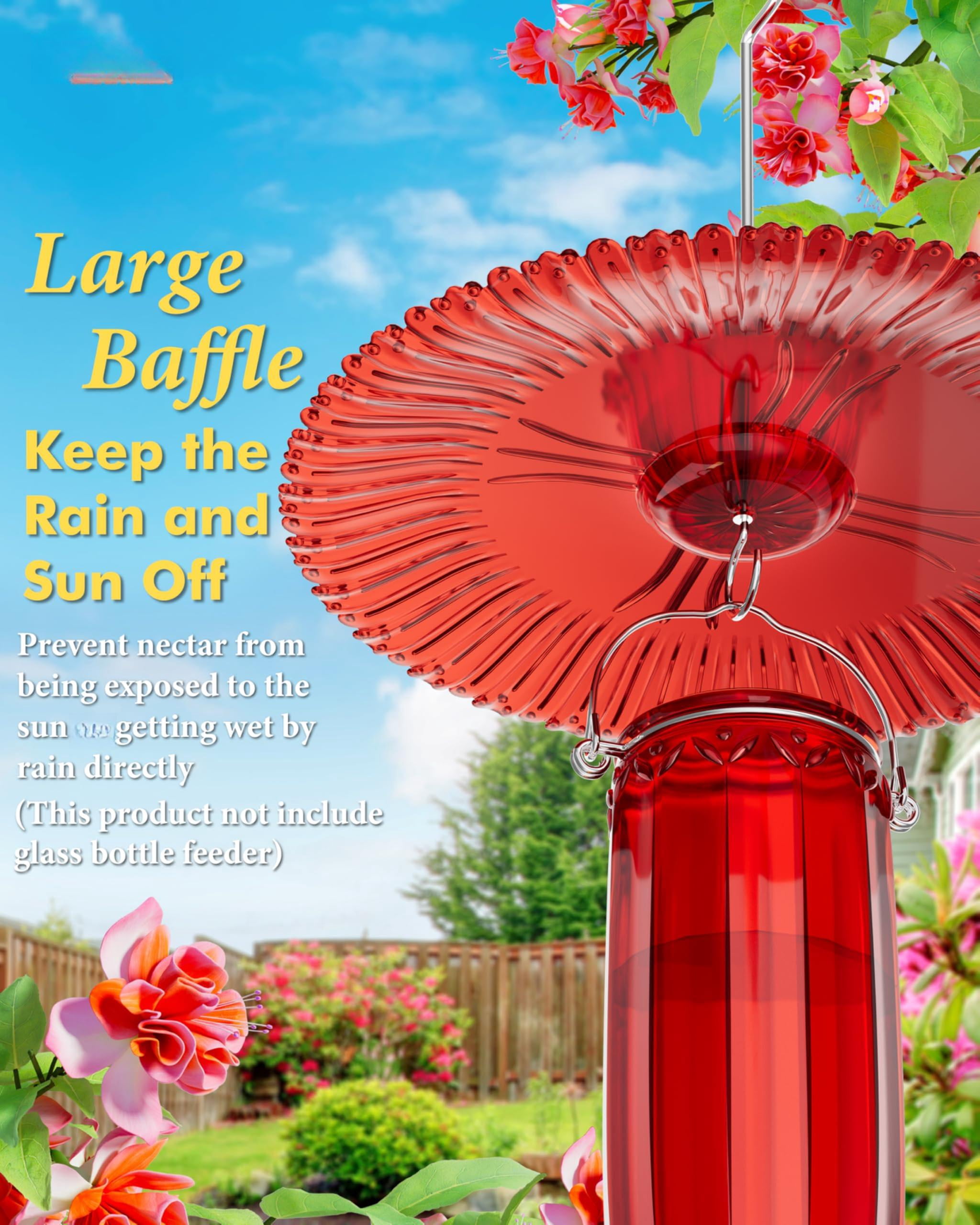 Hummingbird Feeders Sun Baffle Ant Proof Combo, Outdoor Hanging Rain Guard Red