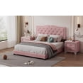 thumbnail image 3 of Duxelifin Upholstered Platform Bed,Queen Size Velvet Fabric Wooden Bed Frame with Rivet Design & Tufted Headboard, Easy Assembly (Pink), 3 of 6