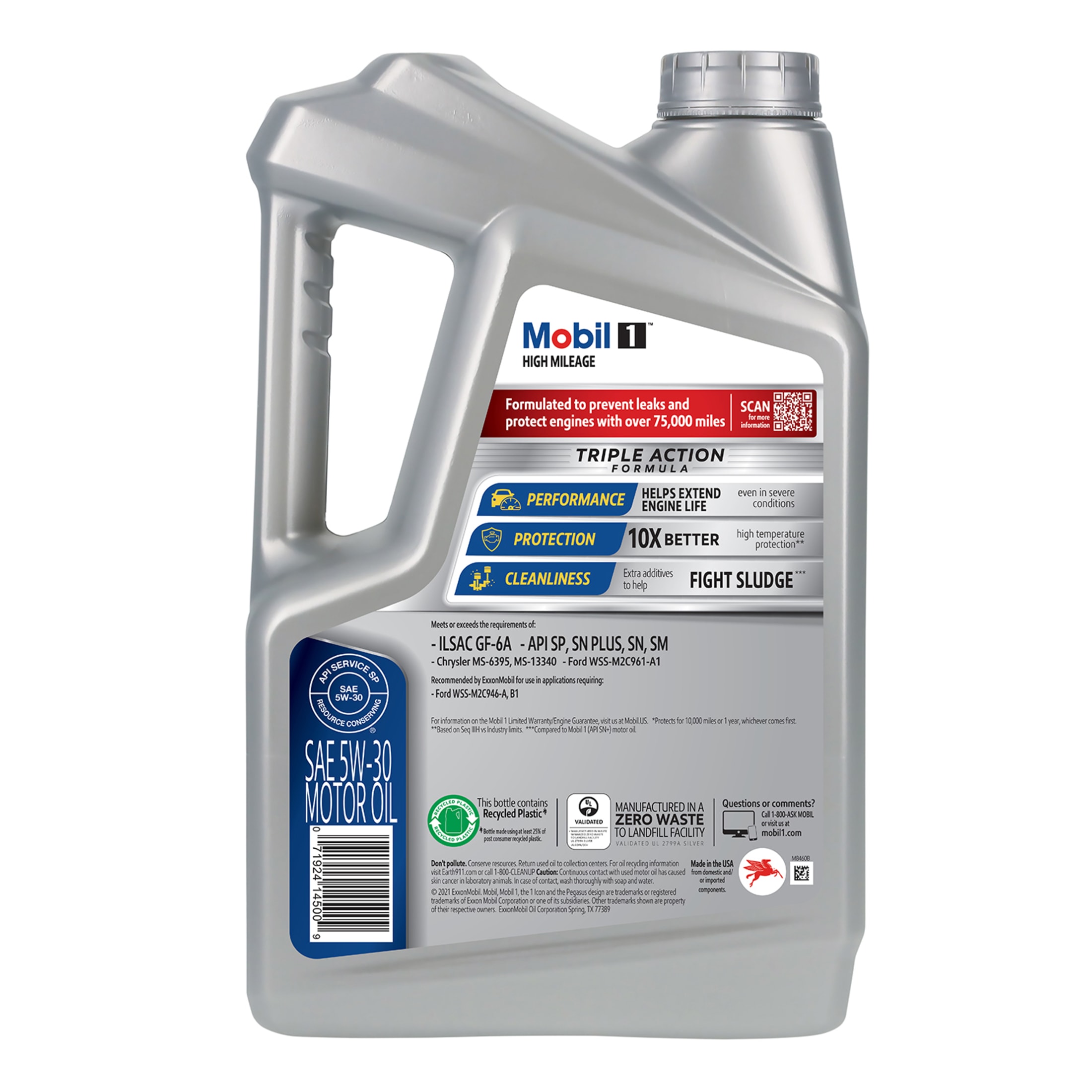 Mobil 1 High Mileage Full Synthetic Motor Oil 5W-30, 5 Quart - image 4 of 9