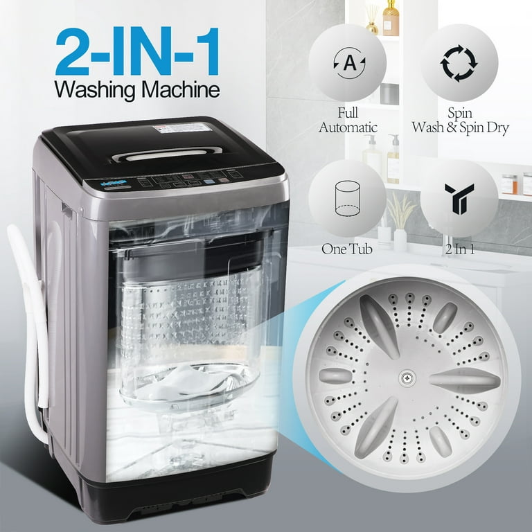Giantex Portable Washing Machine, 7.7lbs Capacity All-in-One Washer Spinner  Combo w/Drain Pump, 0.78 Cu.ft Laundry Washer w/ 10 Programs, 3 Water