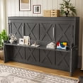 thumbnail image 4 of Full Size Murphy Bed with a desk, USB Charging Station,LED Lights,Dark Gray, 4 of 22