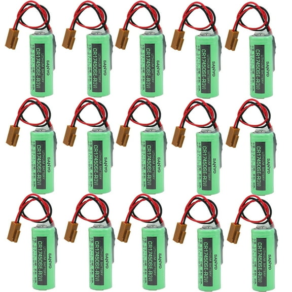 (Pack of 15) CR17450SE-R 3V 2500mah PLC Li-Battery for FANUC A98L-0031-0012 CNC System with Plug