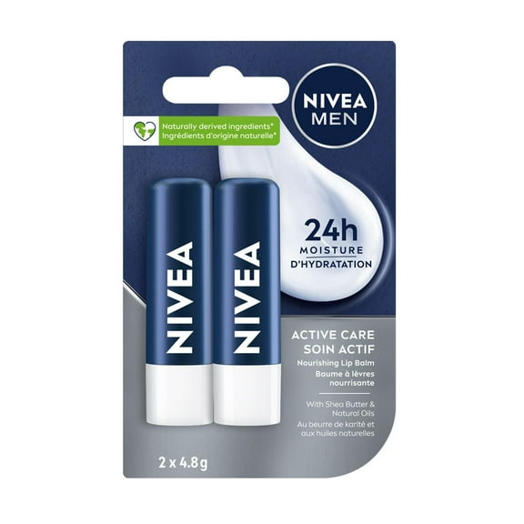 Nivea MEN ACTIVE Care Lip Care with 24H Moisture, 2 Pack