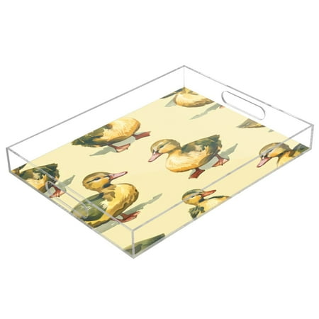 

Acrylic Tray 15.7*11.8*1.9 Inch Transparent Tray Food Tray Tea Cup Tray Serving Trays Cosmetics Storage Kitchen Table Bathroom Sundry Storage Green Duck
