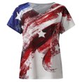 thumbnail image 4 of Outfmvch T-Shirts pour Femmes Col en V T-Shirts pour Femmes Chemise Peinte à la Main Col en V Pull Manches Courtes Hauts Chemise Jour de l'Indépendance pour Femmes Multicolore S, 4 of 8