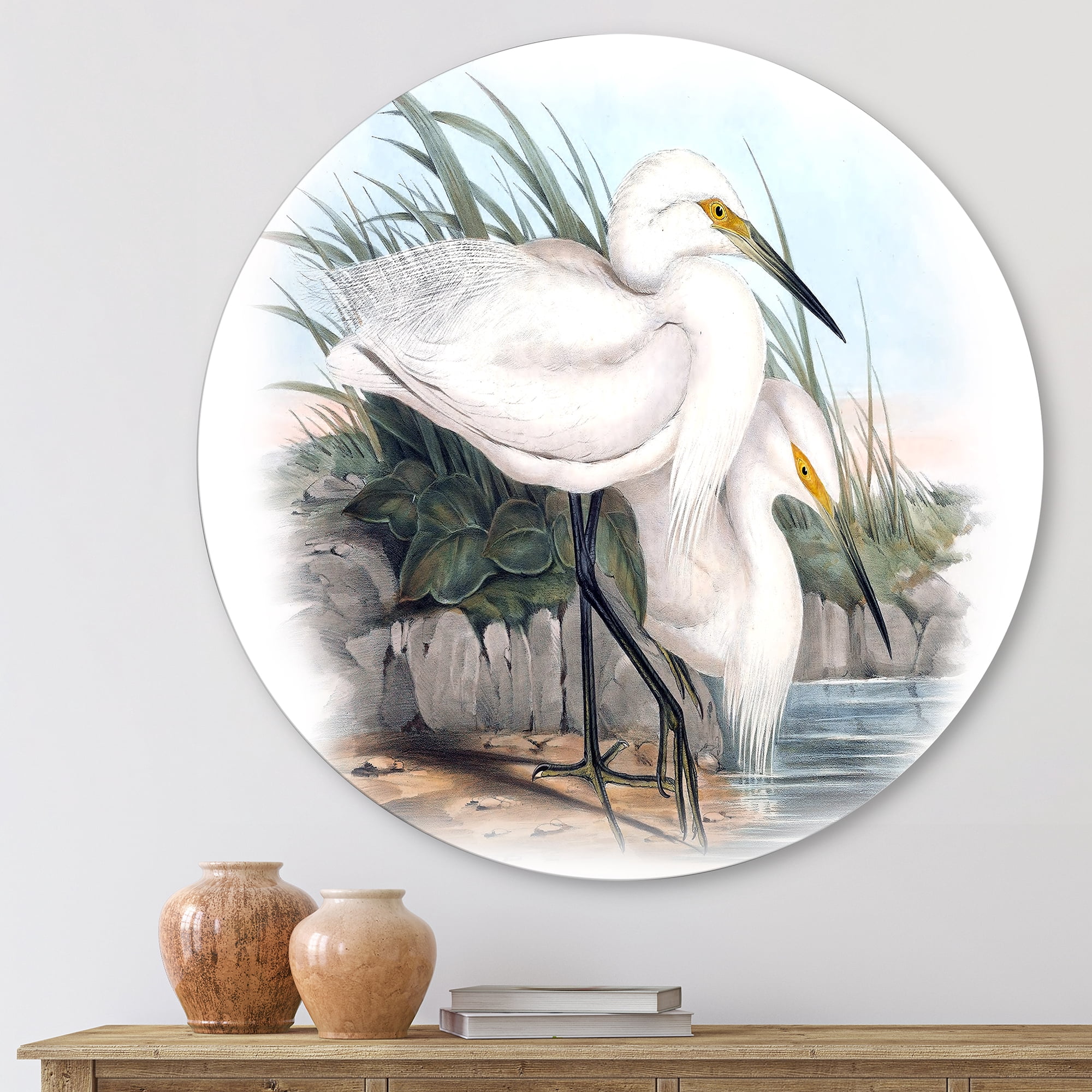 Designart 'Ancient Bird Life I' Traditional Circle Metal Wall Art 11x11 - Disc of 11