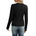 thumbnail image 4 of Langwyqu Fall Winter Women Long Sleeve Cable Knit Sweater Pullover, 4 of 5