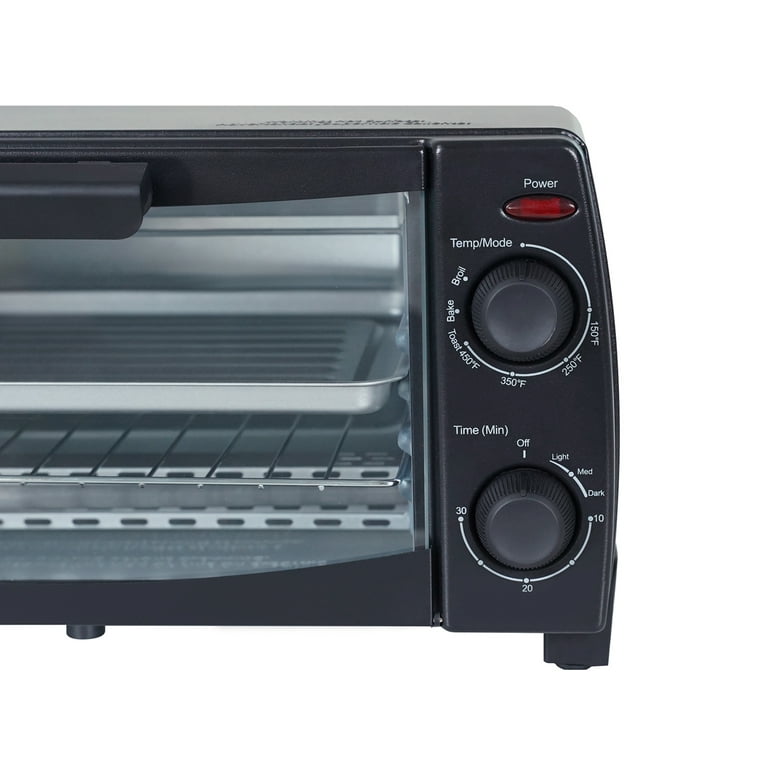 Mainstays 4 Slice Toaster Oven with 3 Setting, Baking Rack and Pan, Black -  AliExpress