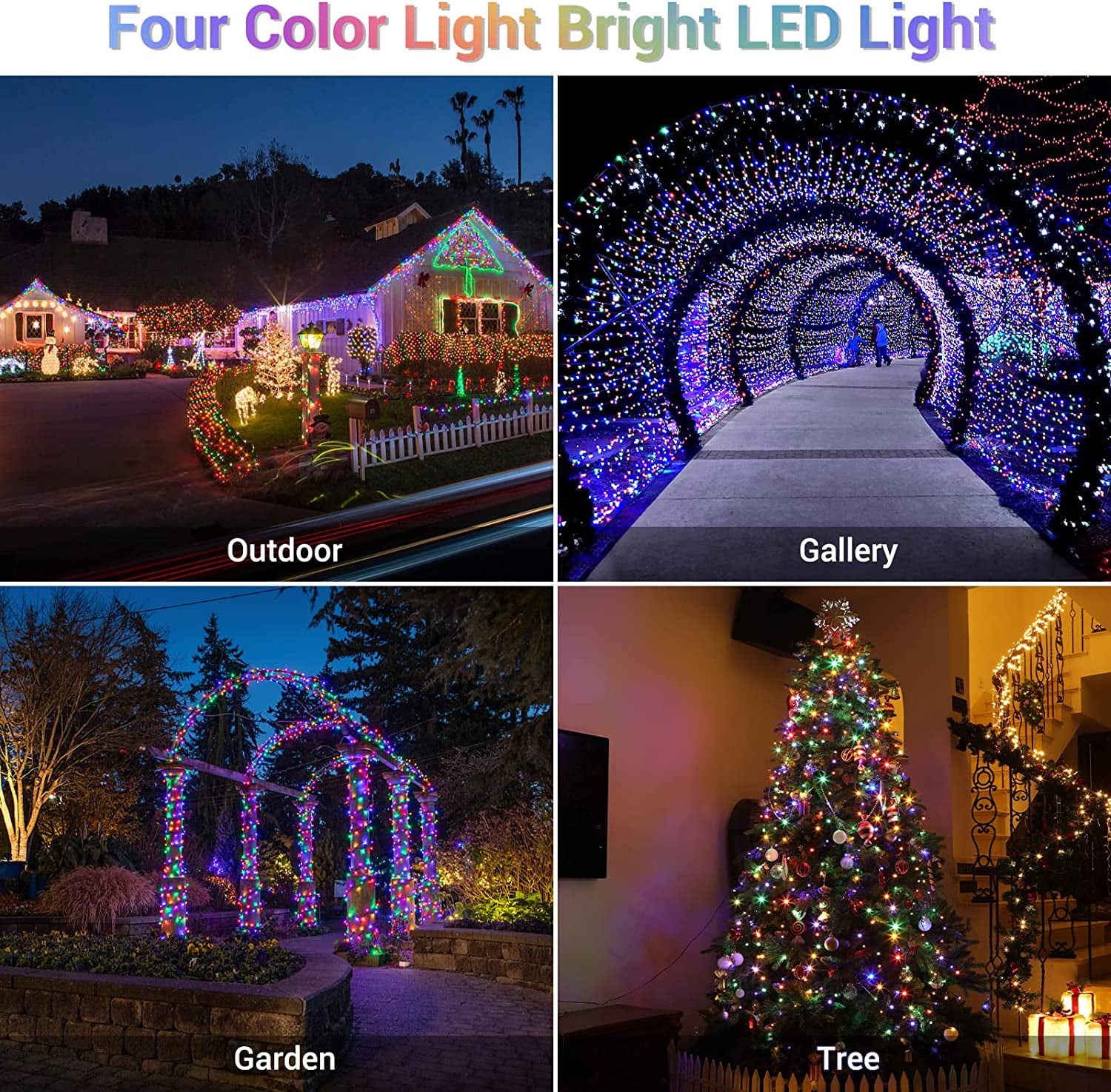Quntis 82ft 1000 LEDs Christmas String Lights, Multicolor Outdoor Waterproof Christmas Tree Lights with 8 Modes, Plug in Holiday Twinkle Fairy String Lights for Garden Tree Party Decoration