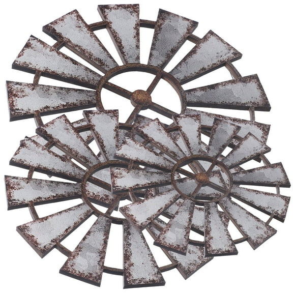 HOOWIFFY 3-Piece Wooden Windmill Wall Decor Set Rustic Farmhouse Country Style Home Decoration