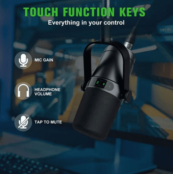 Professional Dynamic Podcast Microphone - XLR/USB Hybrid Studio Mic with Tap-to-Mute, Mic Gain Control, & Voice-Isolating Cardioid Tech for Streaming, Recording, Gaming, PC, Mac, PS4/PS5