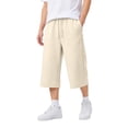 thumbnail image 3 of CONROSES Men's Capri Sweatpants Baggy Wide Leg Sweat Pants for Men Solid Elastic Waist Drawstring Fall Athletic Jogger Trousers with Pocket, 3 of 6