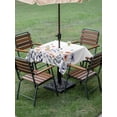 thumbnail image 4 of Outdoor Tablecloths with Umbrella Hole & Zipper, Spring Floral 60x60 Inch Square Tablecloths, Elegant Pastoral Flowers Botanical Waterproof Table Cloth, Patio/Pool/Picnic Table Covers, 4 of 8