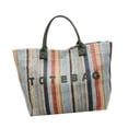 thumbnail image 3 of Bolso tote ligero con estampado de letras a rayas, ideal para vacaciones, ciudad, verano y negocios. Verde, 3 of 9