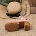 thumbnail image 5 of Samdudou Women's Sandals Open Toe Gladiator Lace Up Chunky Heel Ankle Wrap Rivet Studded Evening Party Summer Dating Vacation Dressy Ladies Fashion Footwear Outdoor Walking Essential Trendy, 5 of 9