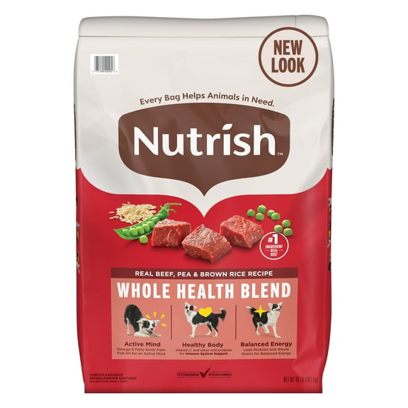 Nutrish Real Beef, Pea & Brown Rice Recipe Whole Health Blend Dry Dog Food, 40 lb. Bag (Rachael Ray)