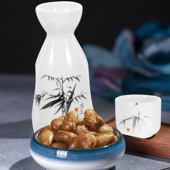 NICEXMAS Nicexmas Ceramic Sake Kettle White Traditional Design for Storage 1Set