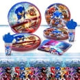 thumbnail image 4 of Lote de suministros para fiestas temáticas de Sonic, globos, decoraciones de cumpleaños para niños de Sonic the Hedgehog, pancartas, bolsas de regalo, decoración para tartas, 4 of 5