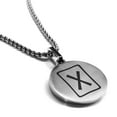 thumbnail image 1 of Stainless Steel Elder Futhark Gebo Rune Round Medallion Pendant Necklace, 1 of 3