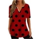 thumbnail image 1 of Tops Cortos para las Mujeres Impresas Blusas Botón Camiseta Manga Corta Cuello en V, Top de Moda para Primavera Verano, 1 of 5