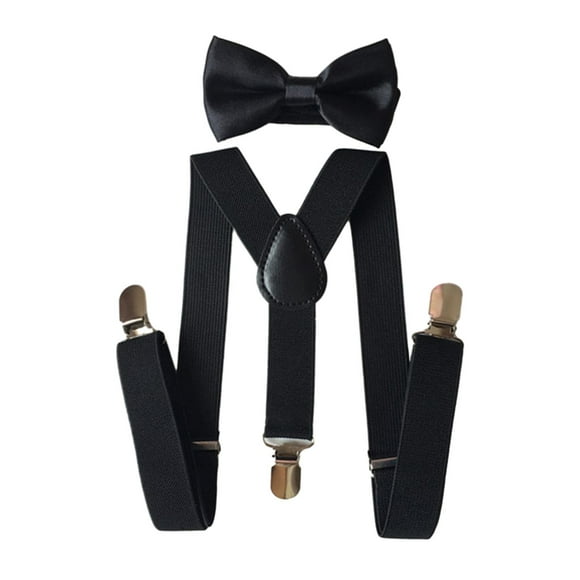 Tirantes tipo Y para hombre con pajarita, accesorios para ropa y pantalones Negro