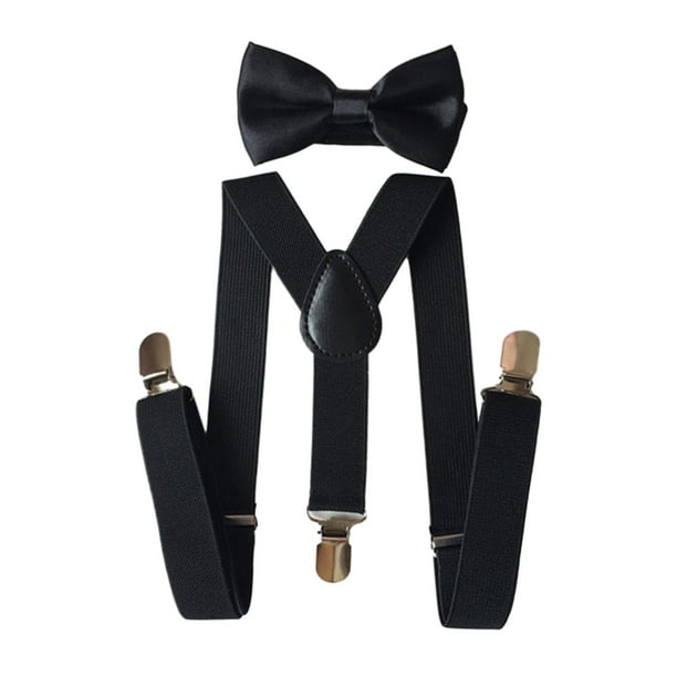 Conjunto de tirantes y pajarita para hombre, para esmoquin, para boda, cosplay, ropa formal Negro