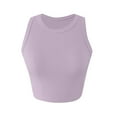 thumbnail image 4 of Tittly Spring Tops for Women Tank Top for Women Short Tops Solid Women's Vest Color Sleeveless Tank Neck Round Women's Blouse Sleeveless Top Vest for Women Purple L, 4 of 5