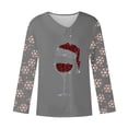 thumbnail image 4 of Pisexurs Chandail en Molleton pour Femmes, Blouse Boutonnée Imprimée Décontractée à Col en V, Blouse Tops, 4 of 4