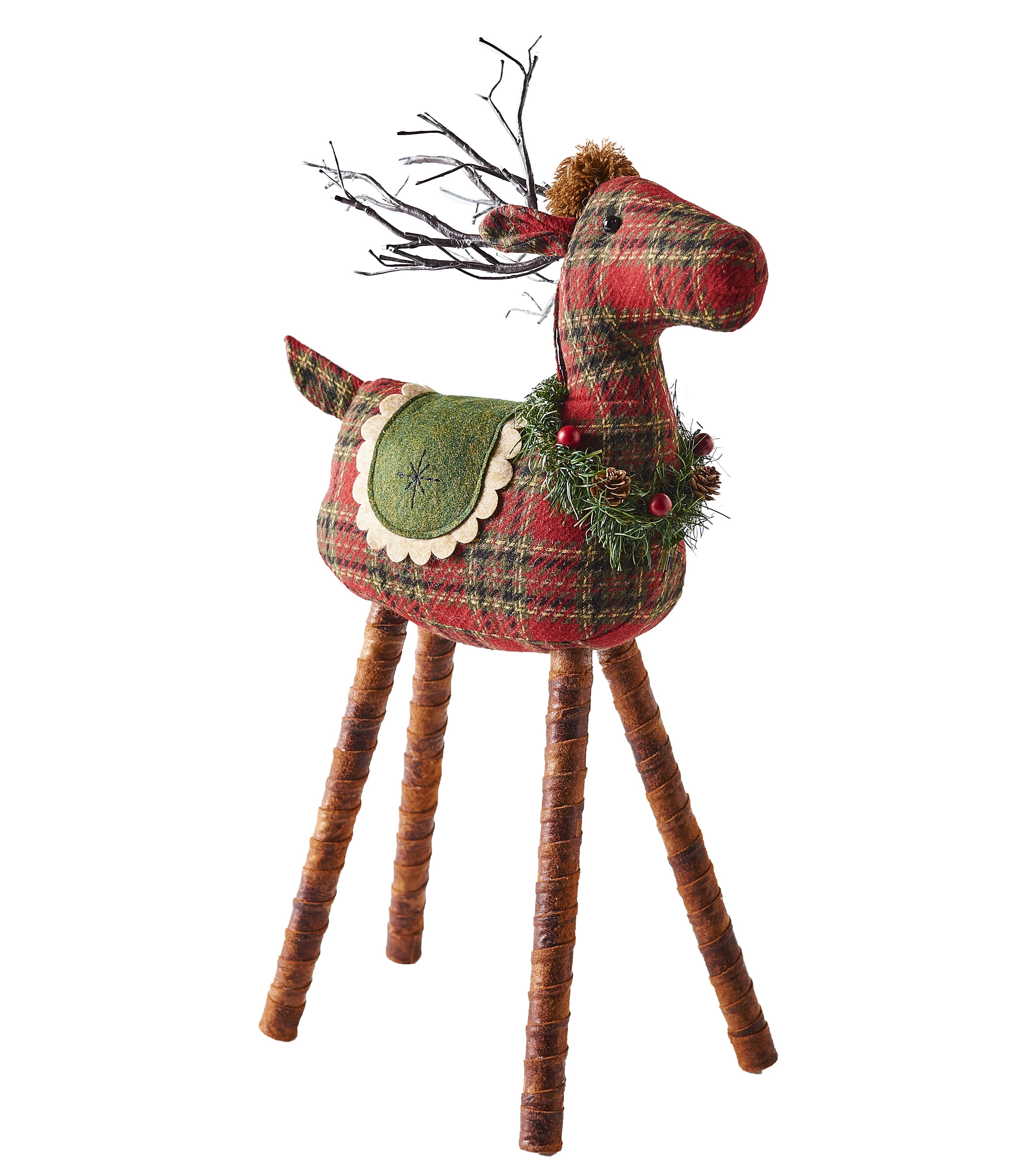 Red and Green Reindeer Christmas Tabletop Decoration with Light Up LED