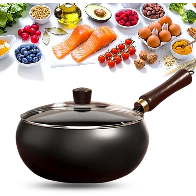 Jinswhdre Cast Iron Skillet - Hand-Forged Iron Pan, 9.5 Inch Uncoated Pure Metal Frying Pan with Lid, Large Belly Pot for Gas & Induction Stoves, Non-Stick Cookware for All Culinary Styles