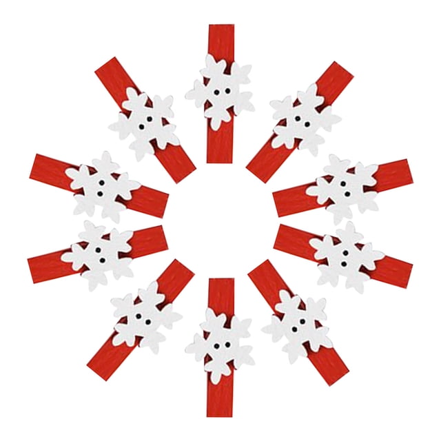 Billuyoard Clips de Serie navideña Abrazaderas de resorte Clips de decorativos impresos con dibujos animados, clip rojo y flor blanca Kits de decoración para fiestas Pinza roja+flor blanca Billuyoard HA001767-04