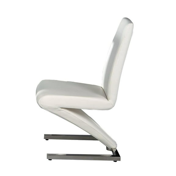 Creative Images International Faux Leather Z Dining Chair in White (Set of 2)