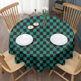 thumbnail image 3 of Teal and Black Checkerboard Pattern Round Tablecloth 60"x60",Wrinkle Wipeable Table Cloth for Kitchen Dining Room Picnic Patio Party, 3 of 6