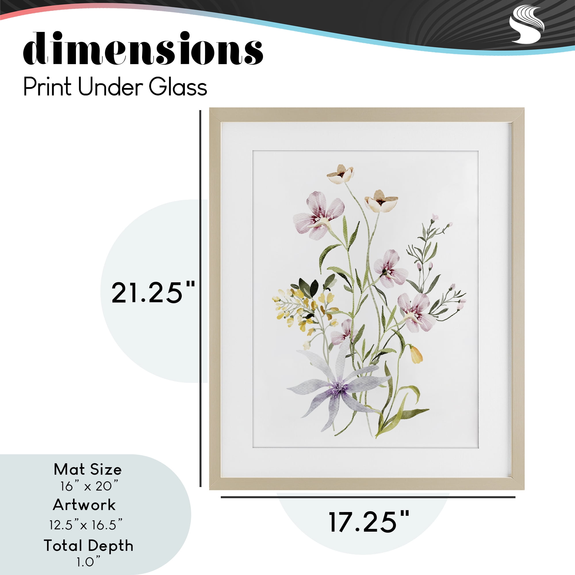 Floral Foliage Bundle Birch Framed Print Under Glass, design by Lettered and Lined