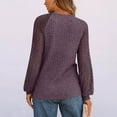 thumbnail image 3 of Fmbrln Womens Blouses Lightweight Breathable Sweaters Lace Patchwork Long Sleeve Crew Neck Work Tops Loose Comfy Pullover Tops Casual Dressy Blouses Purple XL, 3 of 4
