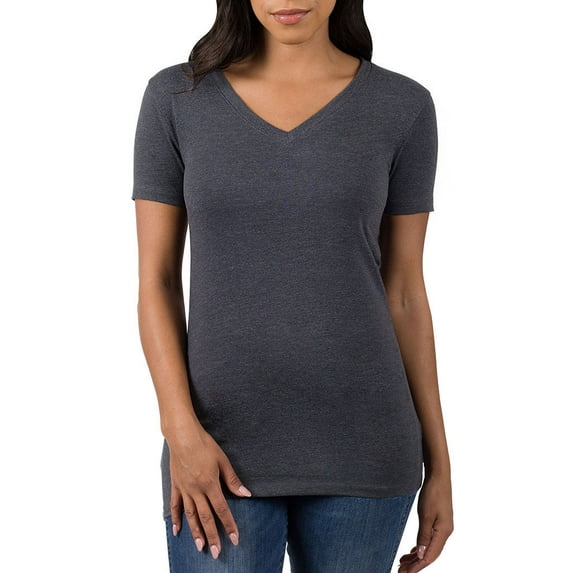 Niobe Clothing Womens V-Neck Cotton Short Sleeve Long T-Shirt Top