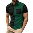 thumbnail image 2 of WREESH Men's Color Block Henley Shirts Short Sleeve Top with a Trendy Color Block Design Stand Out in Style Green, 2 of 6
